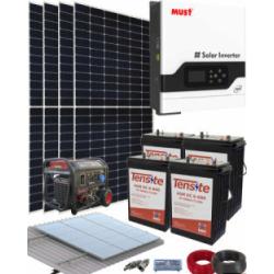 Kit solaire complet 3000W 24V 9600Whdia avec générateur